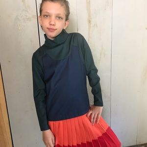 New! AVA & LU 12 yr Green/Blue Mock Neck Blouse